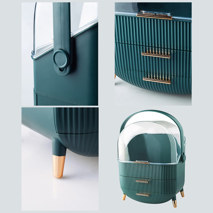 Organizer per cassetti per trucchi e cosmetici. A prova di polvere e acqua. Realizzato in polistirene ad alto impatto, alta resistenza.