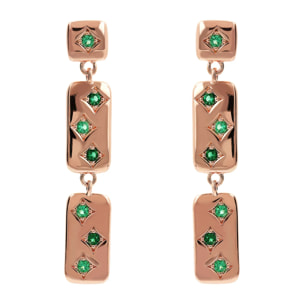 Orecchini Pendenti Étoile con Elementi Rettangolari e Punti Luce in Cubic Zirconia Bianche