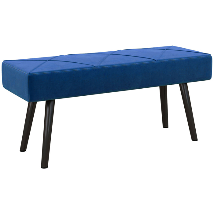 Taburete Pie de Cama Multifuncional Banco Pie de Cama Moderno Banco Dormitorio con Pies de Acero y Asiento Acolchado Carga 120 kg para Entrada Pasillo 100x36x45 cm Azul Oscuro