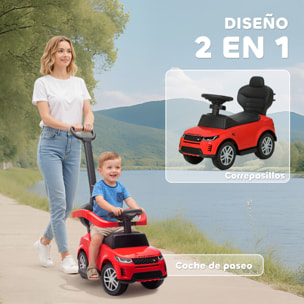 Coche Correpasillos 2 en 1 para Niños de 18-36 Meses LAND ROVER DISCOVERY, Correpasillos con Espacio de Almacenaje, Bocina, Volante, Mango de Empuje y Barandilla Extraíbles, Rojo