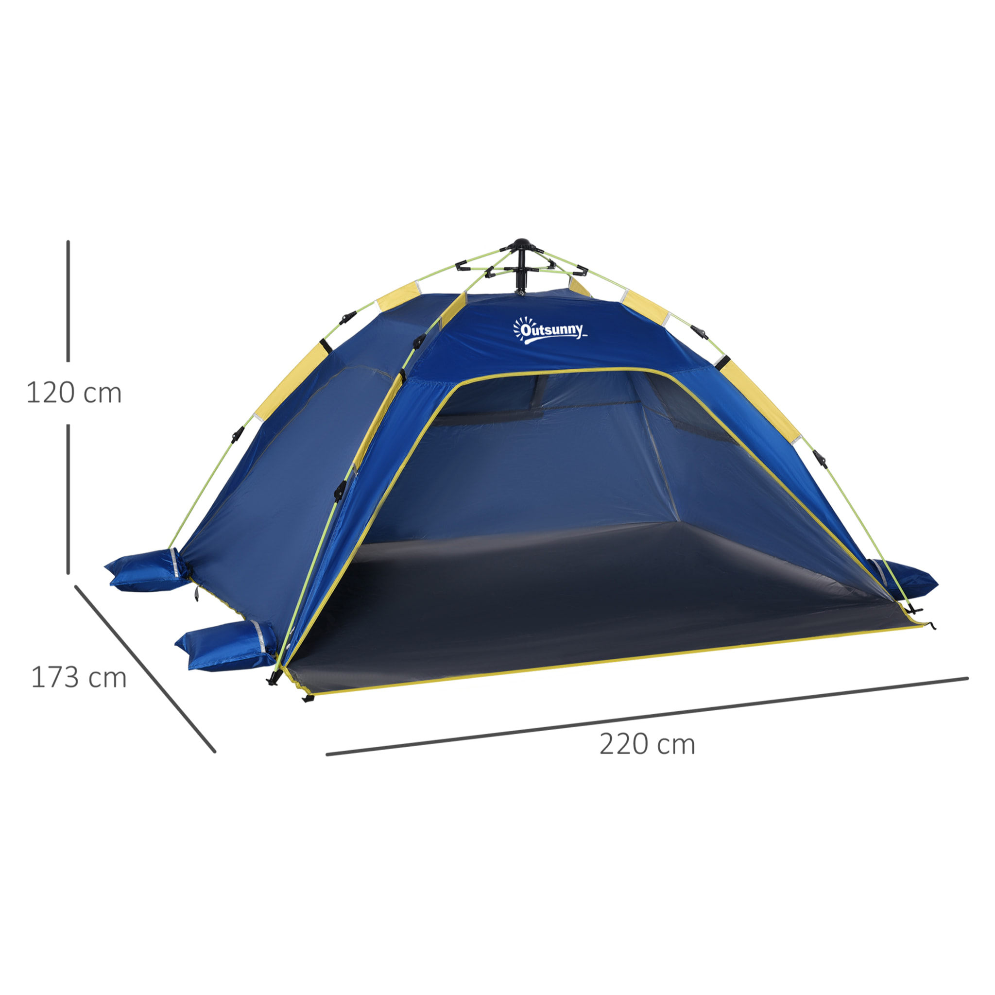 Tienda de Playa Plegable Carpa de Playa Pop-up para 1-2 Personas con Protección UV Impermeable Bolsa de Transporte para Parque Camping 220x173x120 cm Azul Oscuro