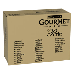 GOURMET PERLE Sachets Repas Chat Filettines Bœuf, Poulet, Saumon, Thon 96x85g