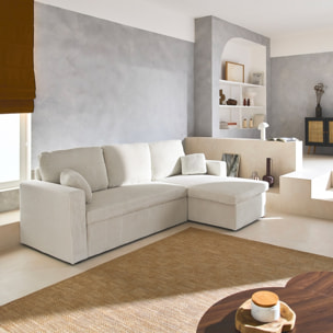 Canapé d'angle convertible réversible 3 places velours côtelé grosse côte IDA