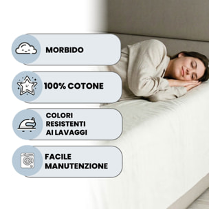 LENZUOLO SOPRA MAX COLOR, 100% Cotone, Tinta Unita, Made in Italy - PANNA