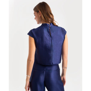 Blusa estilo qipao con cuello alto