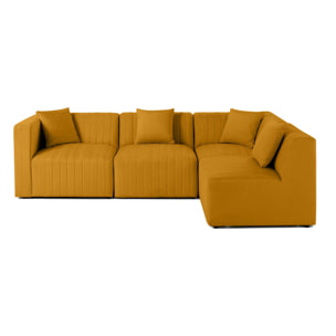 Nova - canapé modulable d'angle droit - 5 places - en velours - Jaune