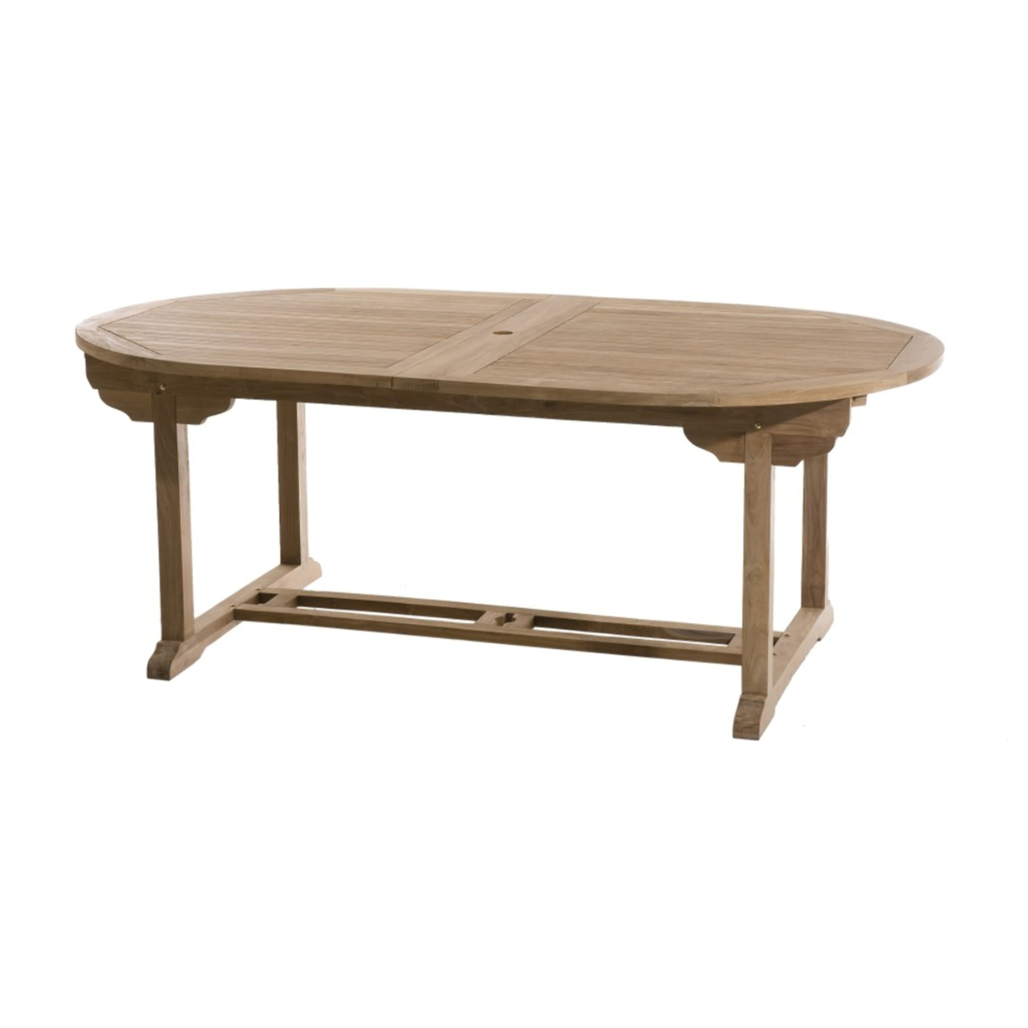FUN - SALON DE JARDIN EN BOIS TECK 10/12 pers : Ensemble de jardin - 1 Table ovale extensible 200*300/120cm et 8 chaises
