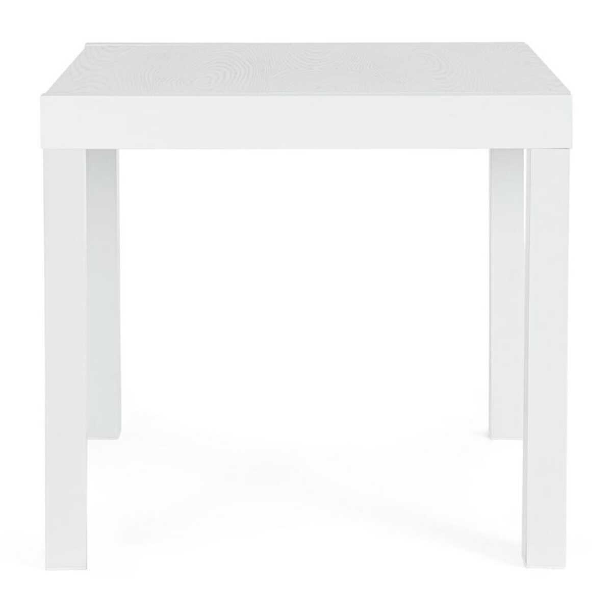 Tavolo allungabile da giardino CLIV con piano effetto legno e struttura in alluminio bianco, 80×80 – 160×80 cm
