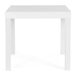 Tavolo allungabile da giardino CLIV con piano effetto legno e struttura in alluminio bianco, 80×80 – 160×80 cm