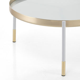 Table basse Tomasucci LINCOLN, en verre, blanc, 60 × 60 × 60 cm