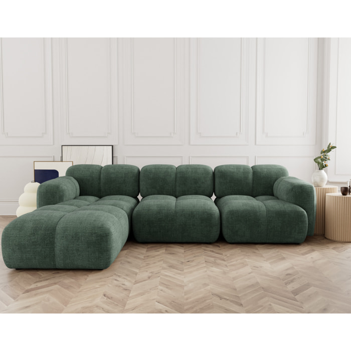 Grace - canapé modulable d'angle réversible 4 places en velours texturé - Vert