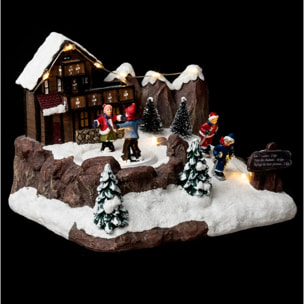 Village lumineux chalet et patineurs 9 LED