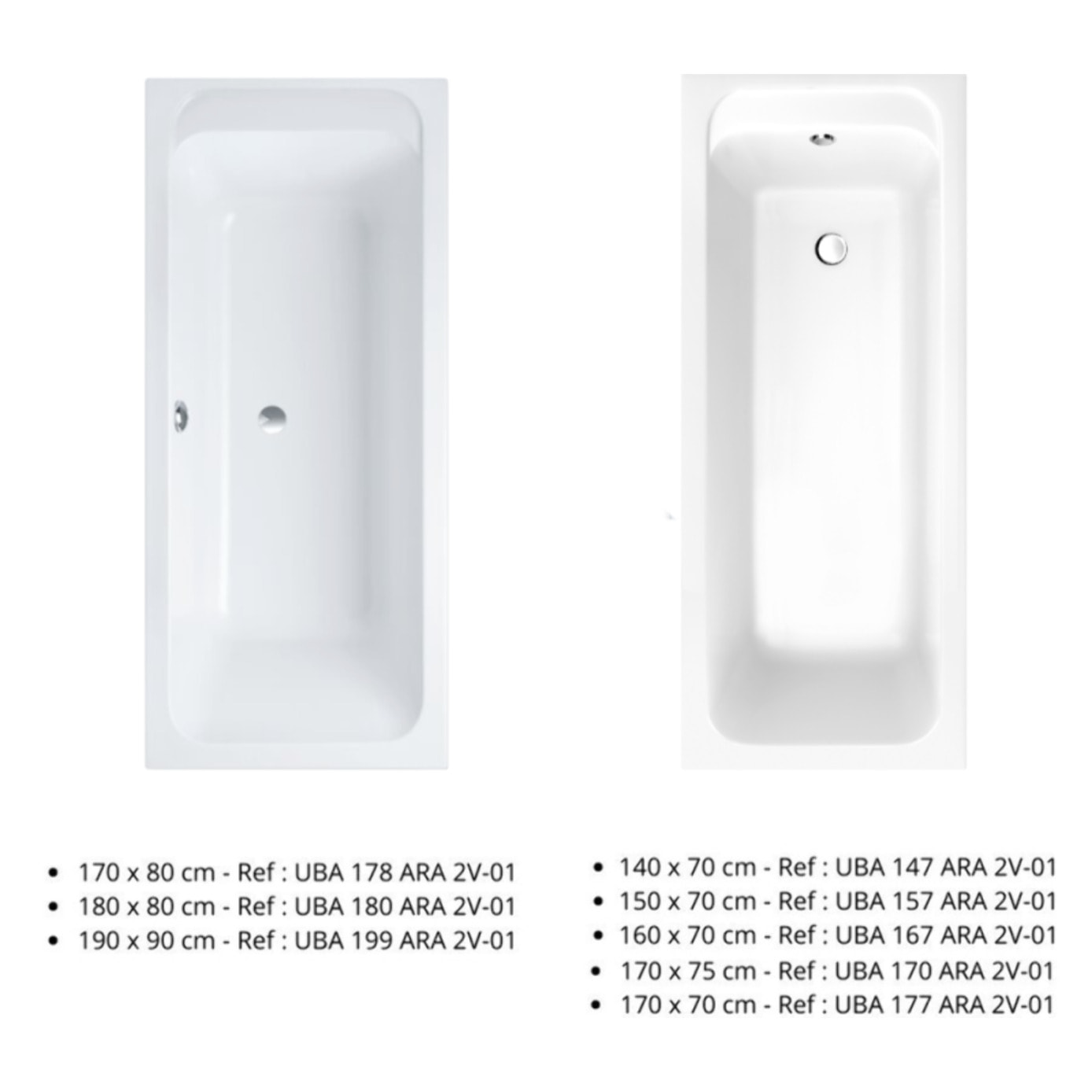 Baignoire droite VILLEROY ET BOCH Architectura acrylique