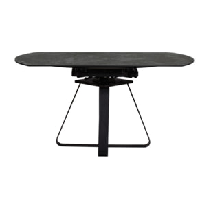 Table de repas extensible en céramique gris anthracite - 90/150 cm - GERMAIN