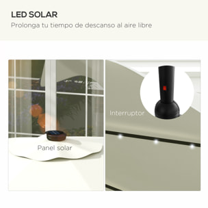 Sombrilla de Jardín Ø292x254 cm 32 Luces LED Solares Parasol de Terraza Manual Inclinable hasta 45° con 8 Varillas Impermeable y Rejillas de Ventilación para Patio Balcón Crema