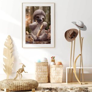 Affiche enfant spareth le fabricant de jouets  Affiche + cadre en bois - Chêne