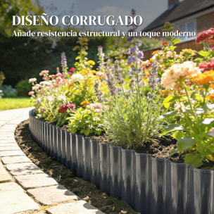 Valla de Jardín Metálica, 650x20 cm, Valla de Jardín Exterior de Acero Galvanizado Corrugado Resistente, Fácil de Instalar, para Huerto, Patio, Terraza, Césped, Gris Oscuro