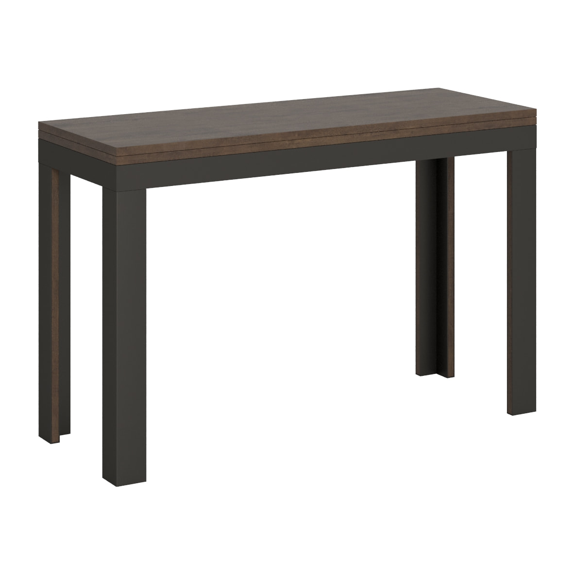 Table Linea Double Noyer 120x45 ouverte 120x90 pieds/cadre Anthracite