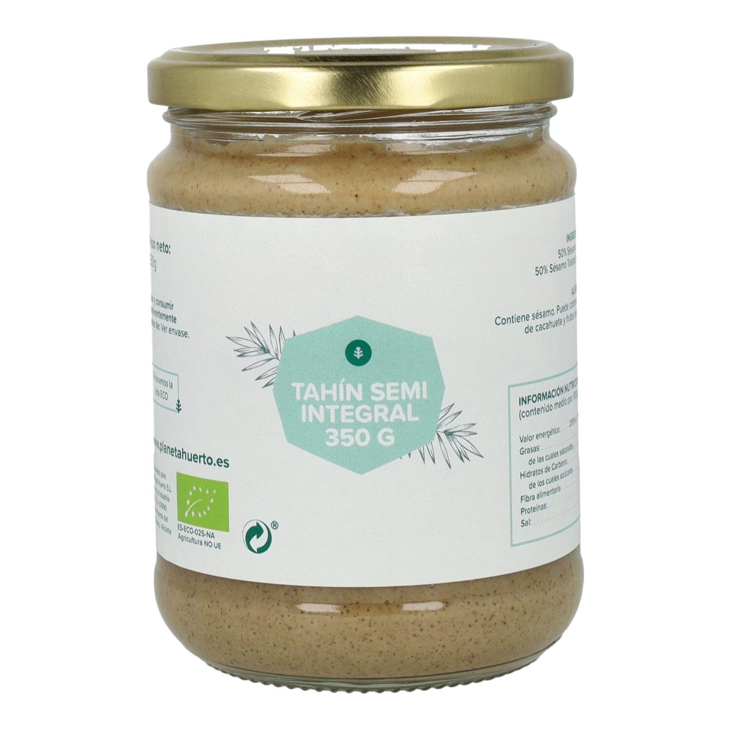 PLANETA HUERTO | Tahín Semi Integral ECO - Pasta de Sésamo Orgánica con Semillas Enteras y Peladas - 700 g de Pasta Nutritiva para Cocina y Repostería