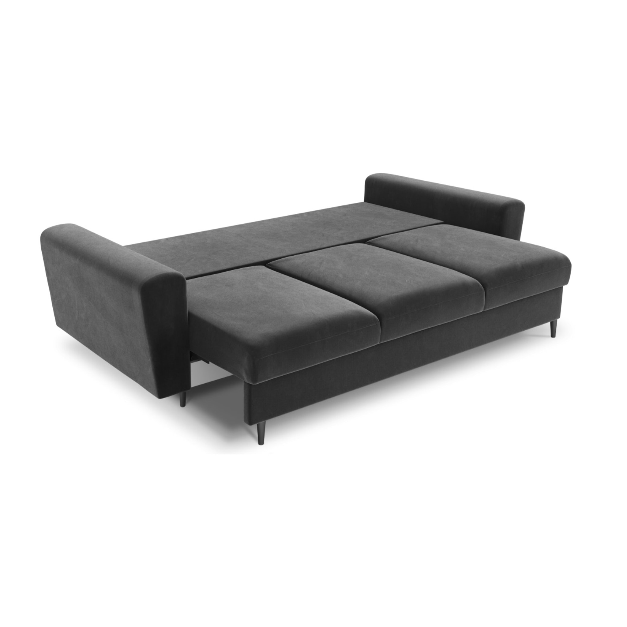 Canapé convertible avec coffre de rangement "Kyoto" 3 places en velours gris clair