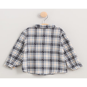 Camisa cuello camisero cuadros azul