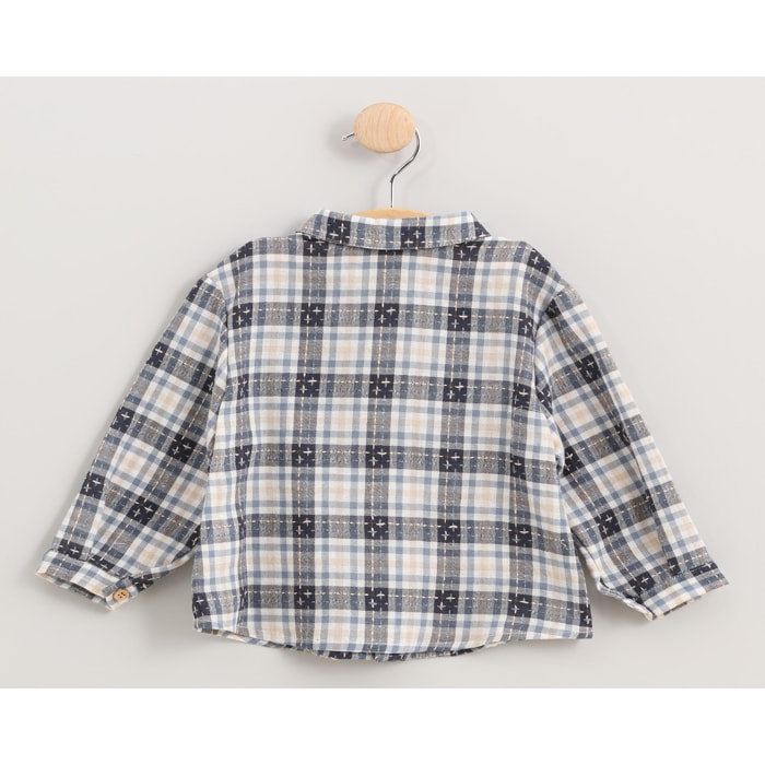 Camisa cuello camisero cuadros azul