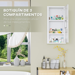 Botiquín de Pared de Acero Botiquín para Medicinas de 3 Niveles con Puerta Magnética para Cocina Baño 30x12x60 cm Blanco