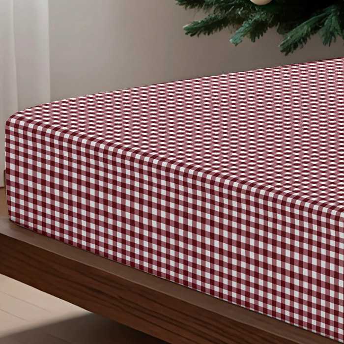 Drap-housse Xmas Vichy 100% coton