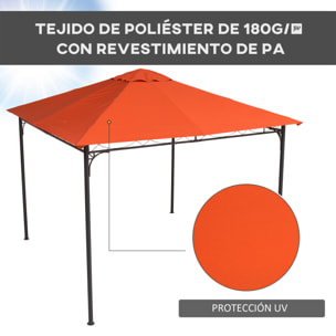 Techo de Repuesto 2,98x2,95 m para Cenador de Jardín Cubierta de Repuesto de Gazebo Pabellón Exterior con 8 Orificios de Drenaje y Ventilación Naranja