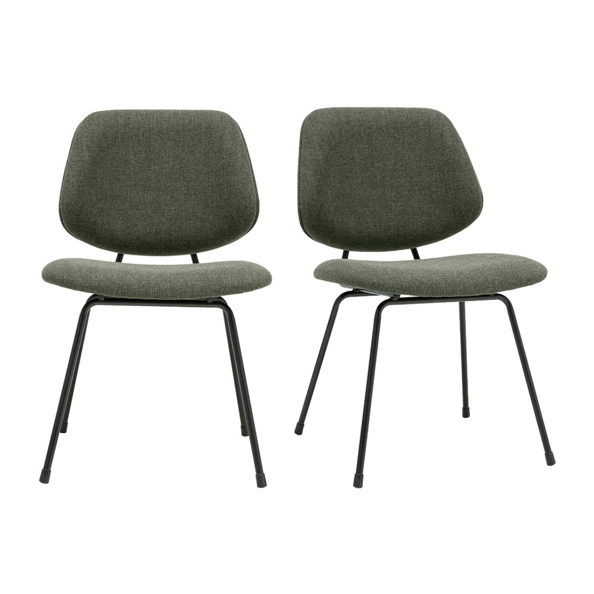 Chaises design en tissu vert kaki et métal noir (lot de 2) BARNET