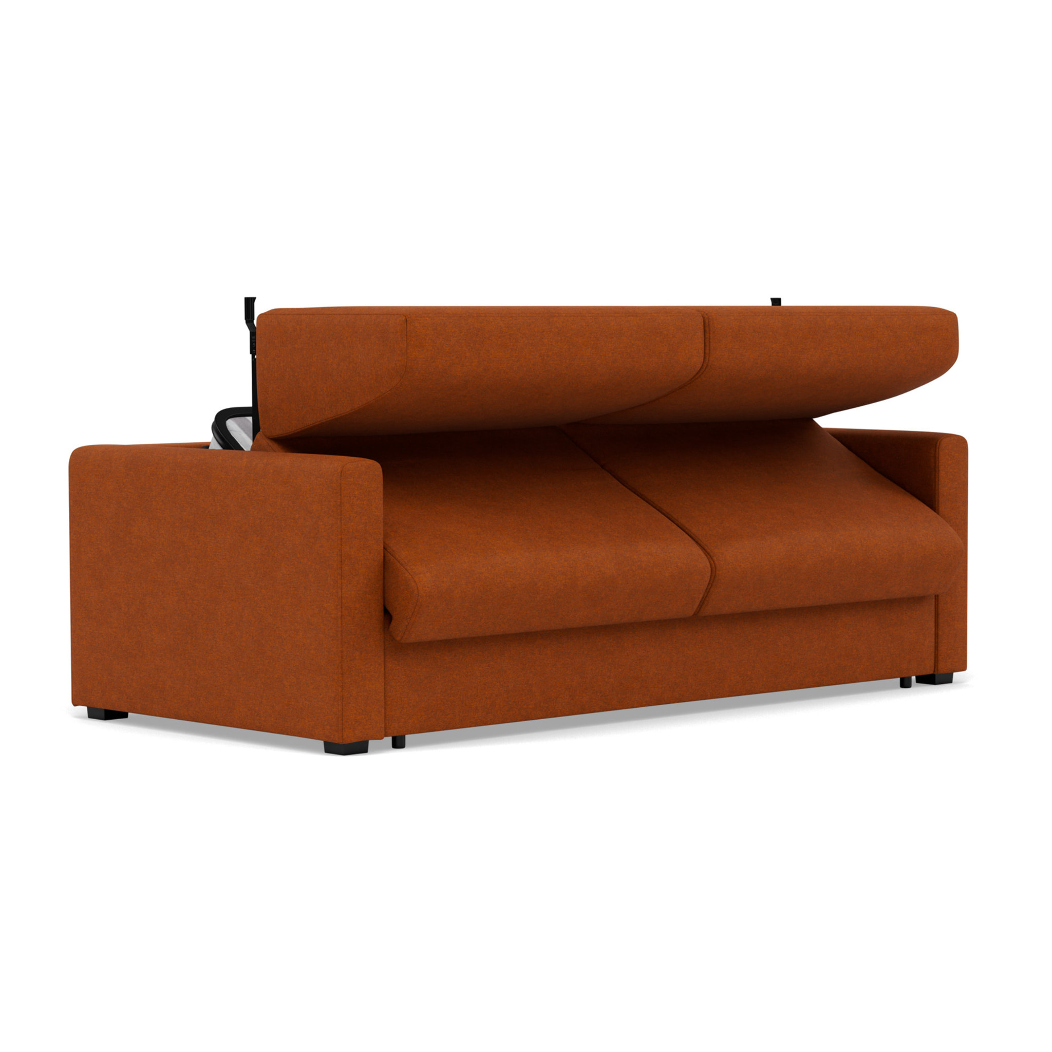 Julia - canapé 3 places convertible couchage quotidien matelas 14 cm en tissu - Rouille