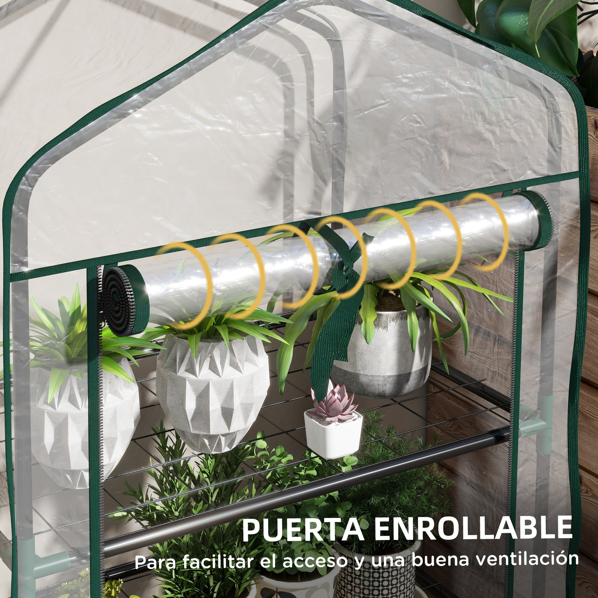 Invernadero de Jardín de 3 Niveles Invernadero de Terraza con 3 Estantes 1 Puerta con Cremallera para Cultivo de Plantas Flores Verduras 59x39x127 cm Transparente