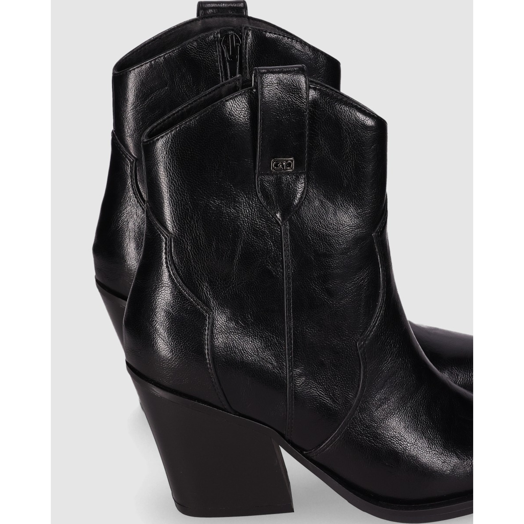 Botines de Piel Sintética - Negro - Tacón: 7 cm