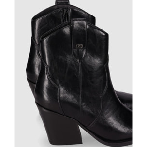Botines de Piel Sintética - Negro - Tacón: 7 cm