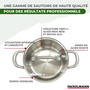 2 faitouts 20/24 cm et couvercles Fackelmann Vita3