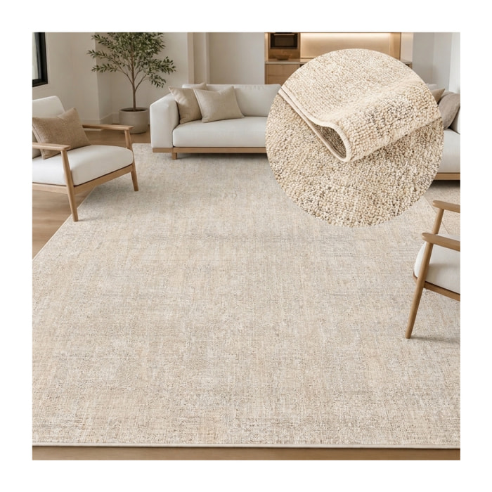Tapis kilim faux uni, tissage authentique, design épuré, DOUCA