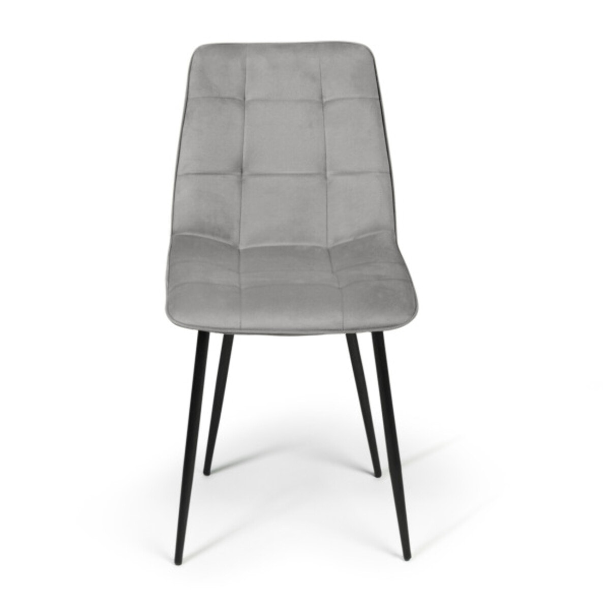 Chaises Linda en velours et pieds métal noirs - Gris Clair