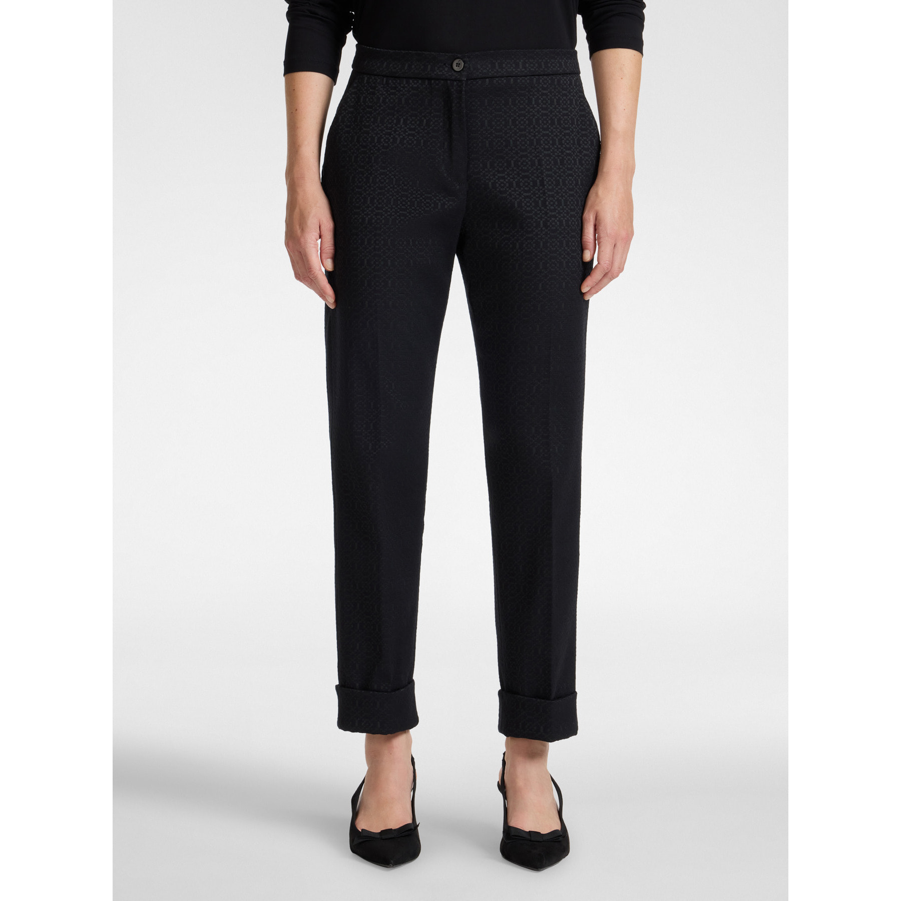 Elena Mirò - Pantaloni in tessuto jacquard - Nero