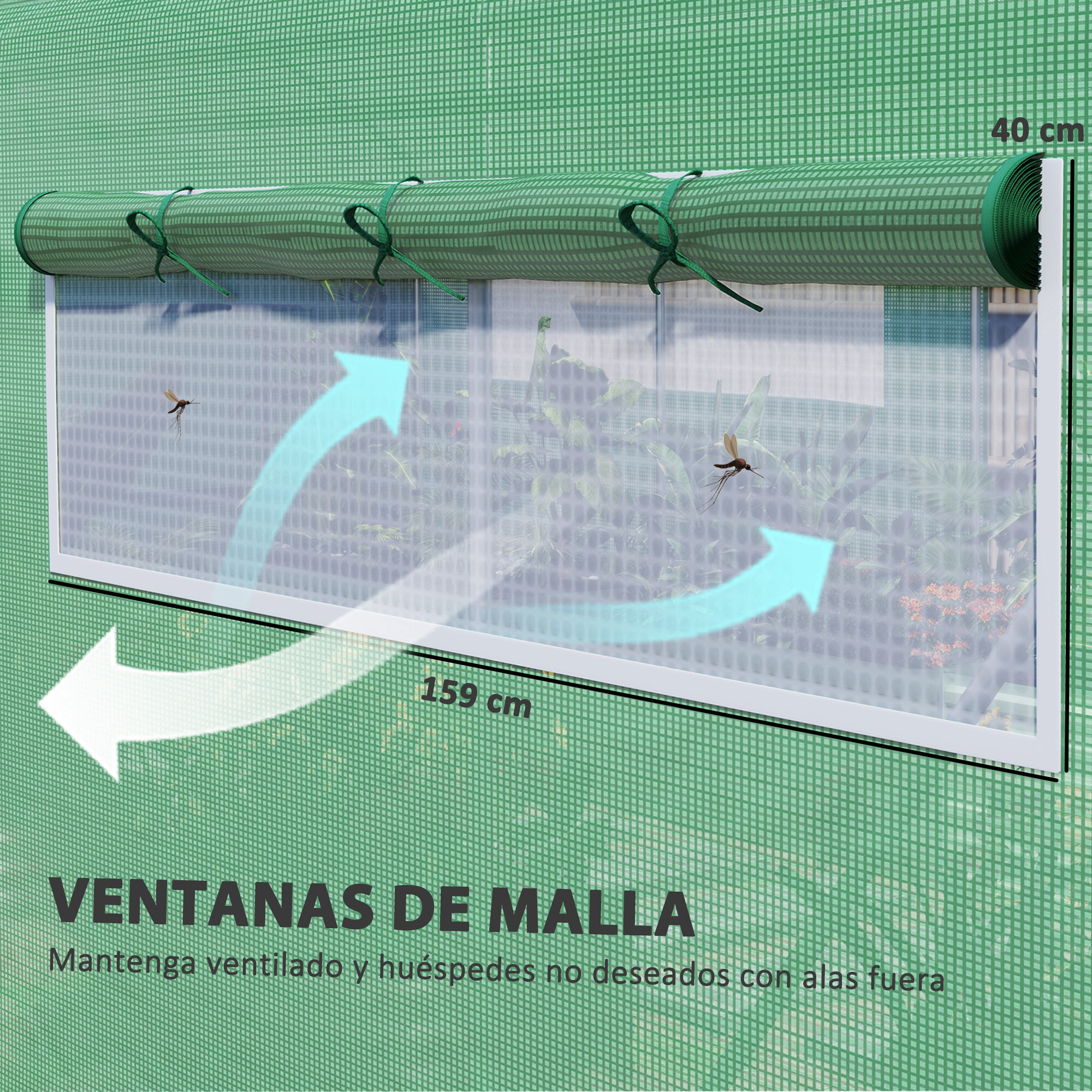 Invernadero de Exterior 6x3x2 m Invernadero de Túnel con 6 Ventanas de Malla Cubierta de PE Anti-UV y 3 Puertas Enrollables con Cremallera Invernadero para Jardín Patio Verde