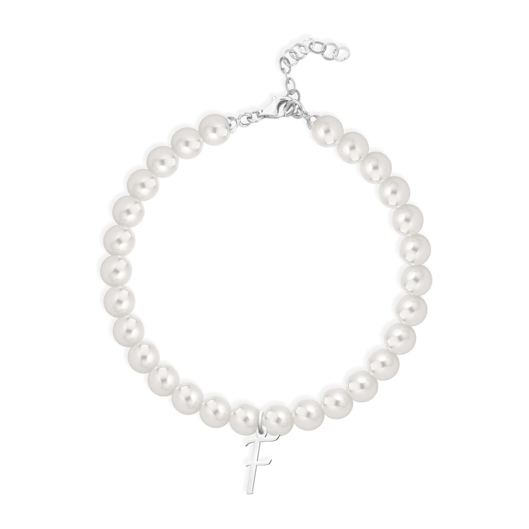 Bracciale Fujiko con Pendente Lettera F Perle Argento