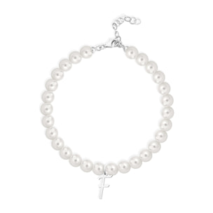 Bracciale Fujiko con Pendente Lettera F Perle Argento