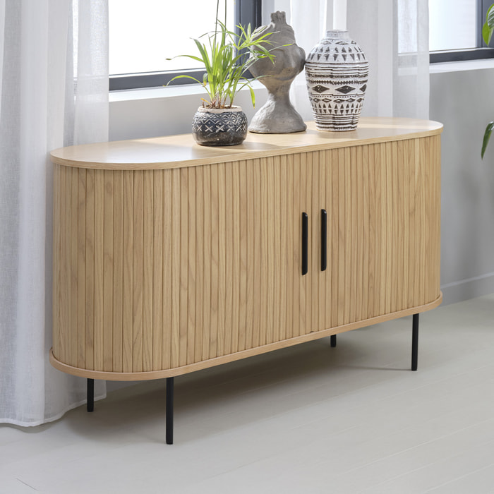 Buffet Bois Naturel Alba, L.140 x P.45 x H.76 cm, Style Épuré