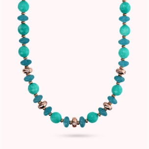 Collana Girocollo con Rondelle Étoile e Pietre Naturali di Quarzite Blu