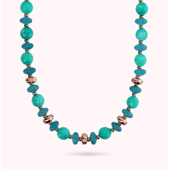 Collana Girocollo con Rondelle Étoile e Pietre Naturali di Quarzite Blu