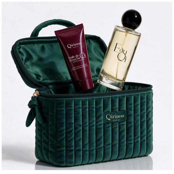 Qi  - Coffret Eau Qi 100 ml + Huile de douche 30 ml + Trousse