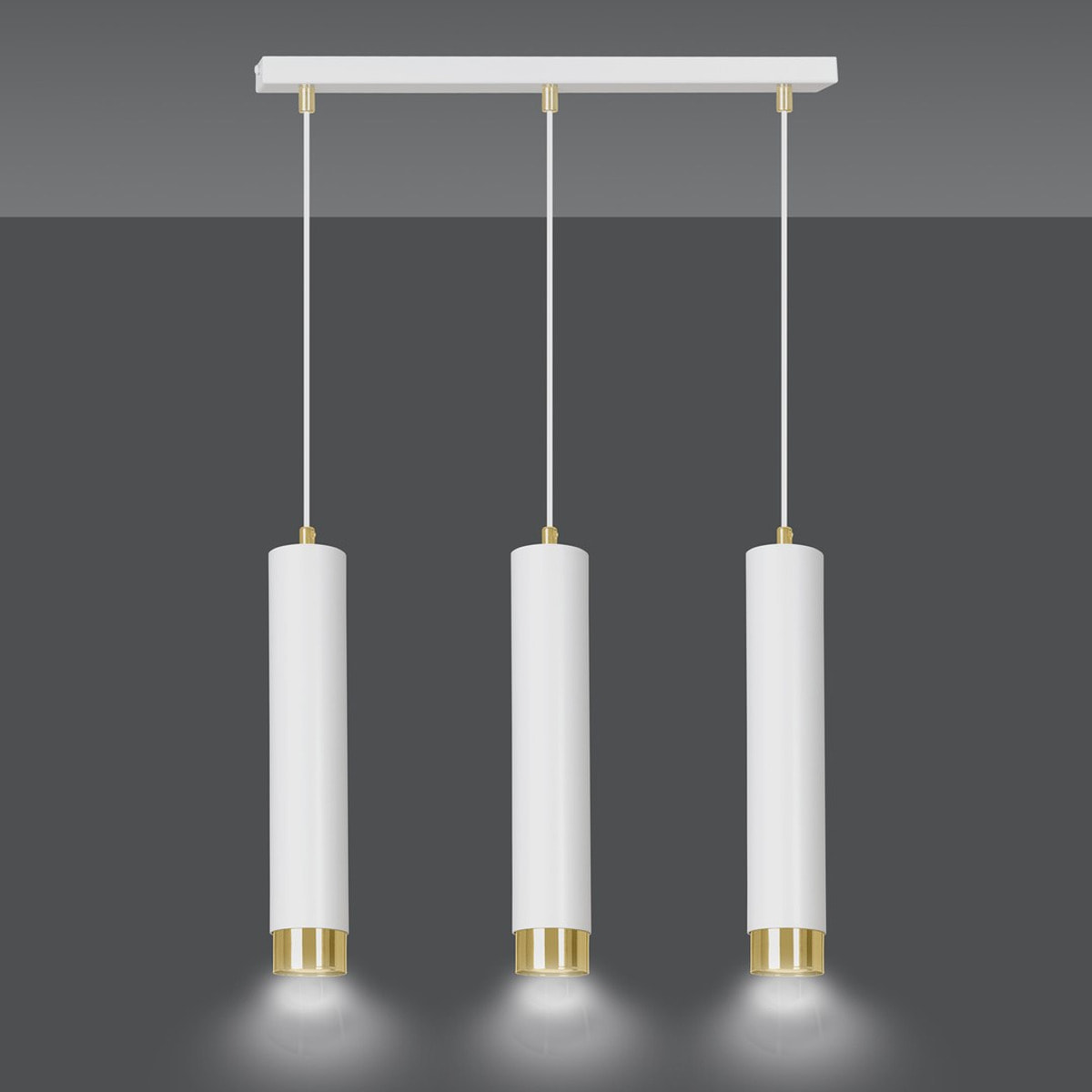 Lampada a sospensione KIBO in acciaio bianco e oro