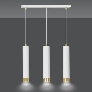 Lampada a sospensione KIBO in acciaio bianco e oro