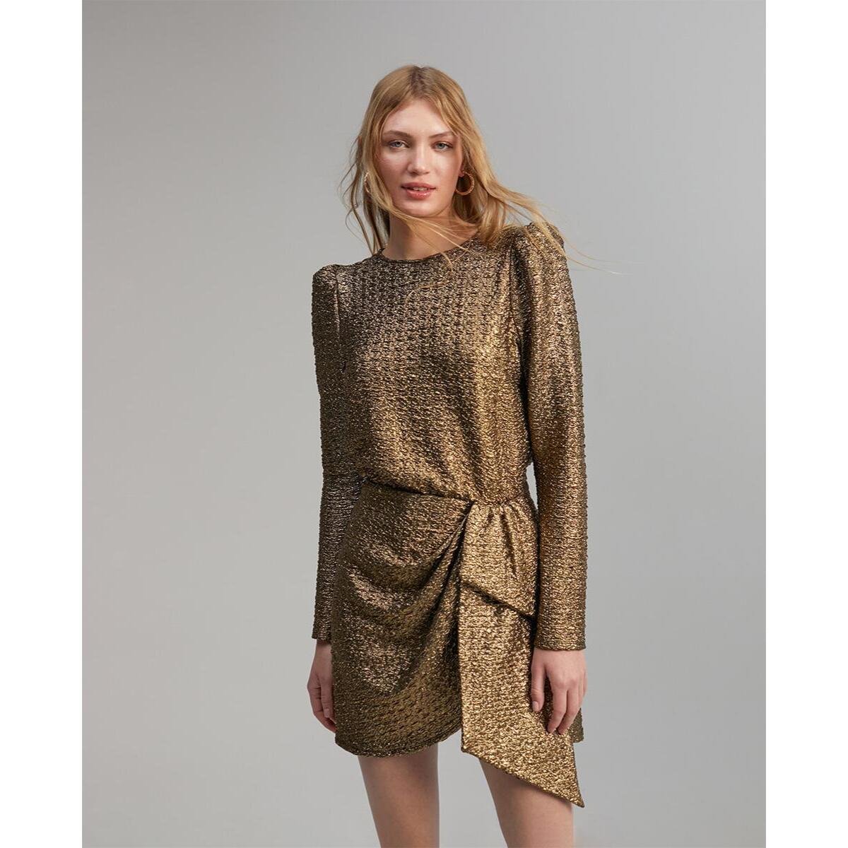 Abito corto con maniche lunghe a sbuffo