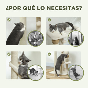 Árbol Rascador para Gatos Altura 76 cm Árbol para Gatos Torre para Gatos con Revestimiento de Borreguillo Plataformas Bola Colgante y Poste de Yute Beige