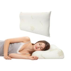 Guanciale Cervicale in Memory Foam con Federa all'Aloe Vera – Cuscino Sfoderabile Sostegno Ergonomico per Collo e Cervicale
